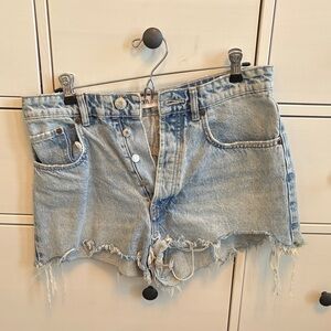 Zara Light Blue Distressed Jean Shorts